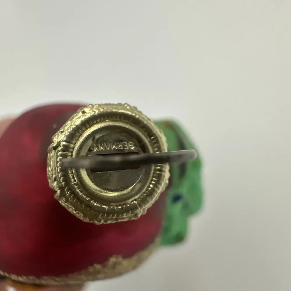 VTG German Blown Glass Santa Ornament Christmas Red Gold Glitter‎ Lauscha Style
